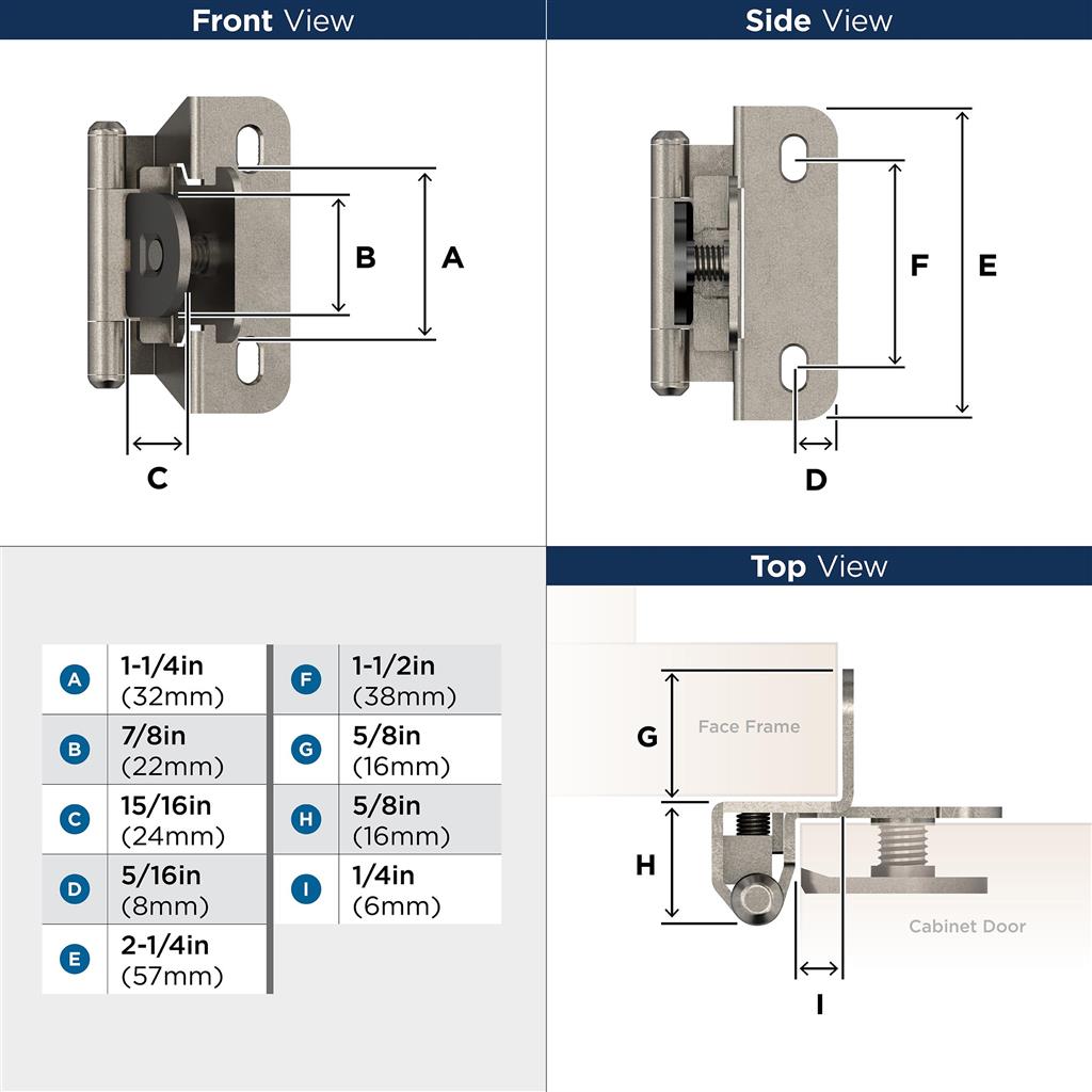 1/4" Overlay Single Demountable Hinge