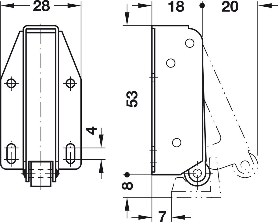 Touch Latch for Cabinets, Zinc