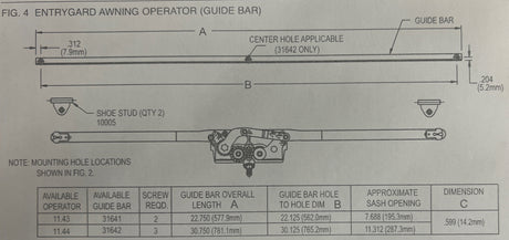 Truth 30-3/4" Guide Bar For Entrygard Awning Operators