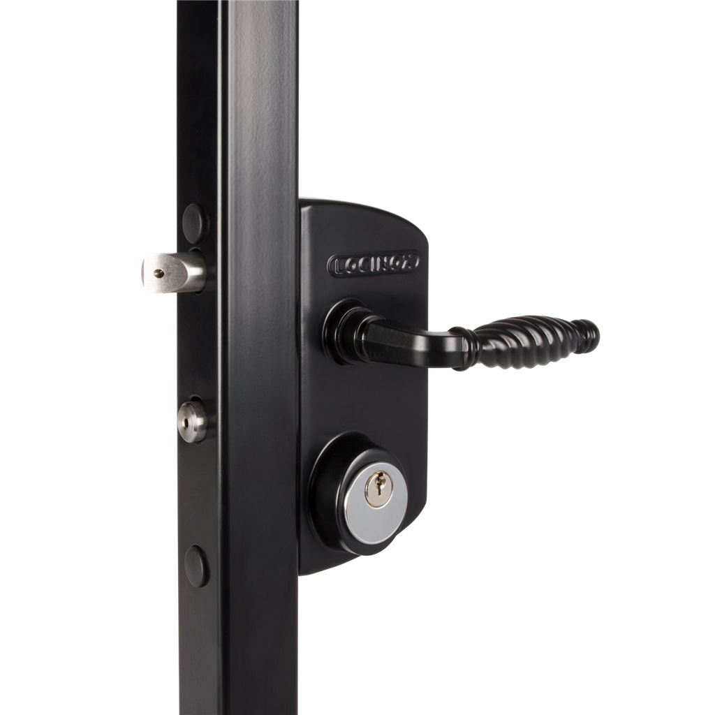 Locinox Luky Gate Lock with Mortise Cylinder, Black Swirl Handle