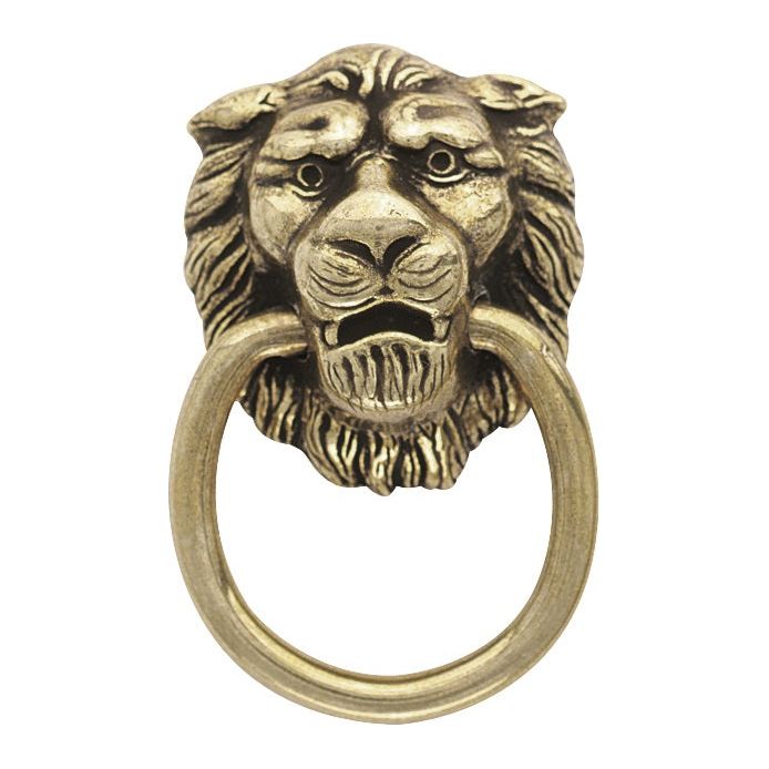 Lion Ring Pull, 1-1/4", Antique English