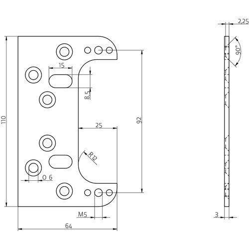 Anselmi Hinge Fixing Plate, Zinc Plated