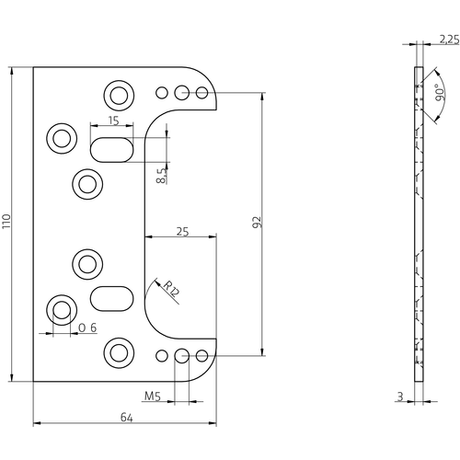 Anselmi Hinge Fixing Plate, Zinc Plated