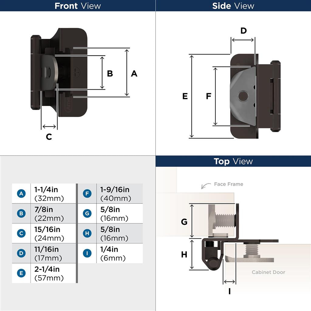 1/4" Overlay Double Demountable Hinge