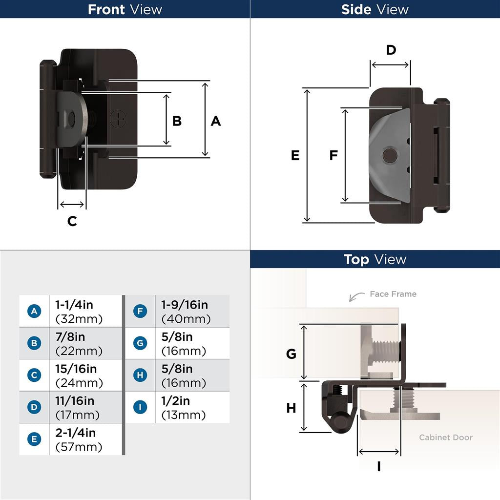 1/2" Overlay Double Demountable Hinge
