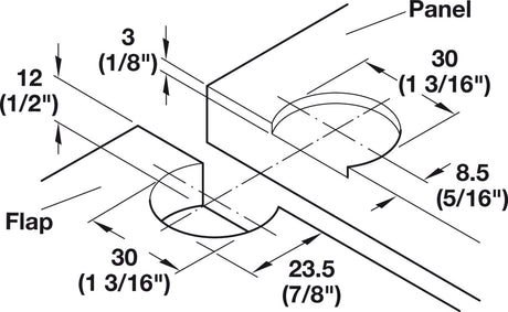 30mm Plastic & Metal Flap Hinge