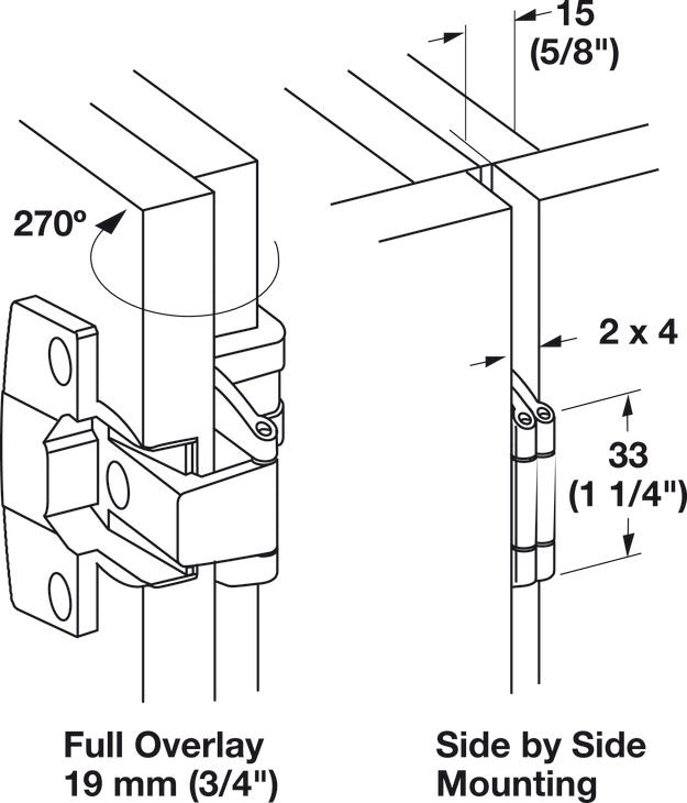 Aximat Full Overlay 270 Degree Hinge, Black