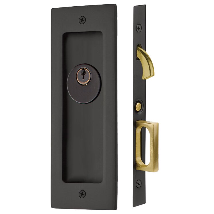 Modern Rectangular Keyed Pocket Door Lock