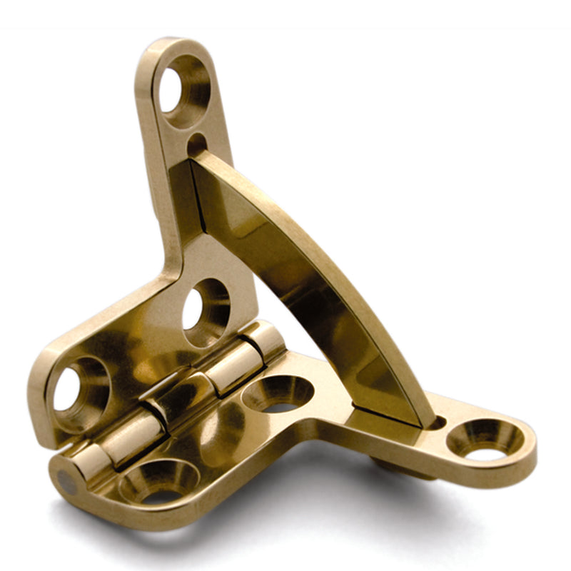Large Solid Brass Quadrant Hinges - 2 Pieces, Polished Brass Finish, 1 5/8" Width