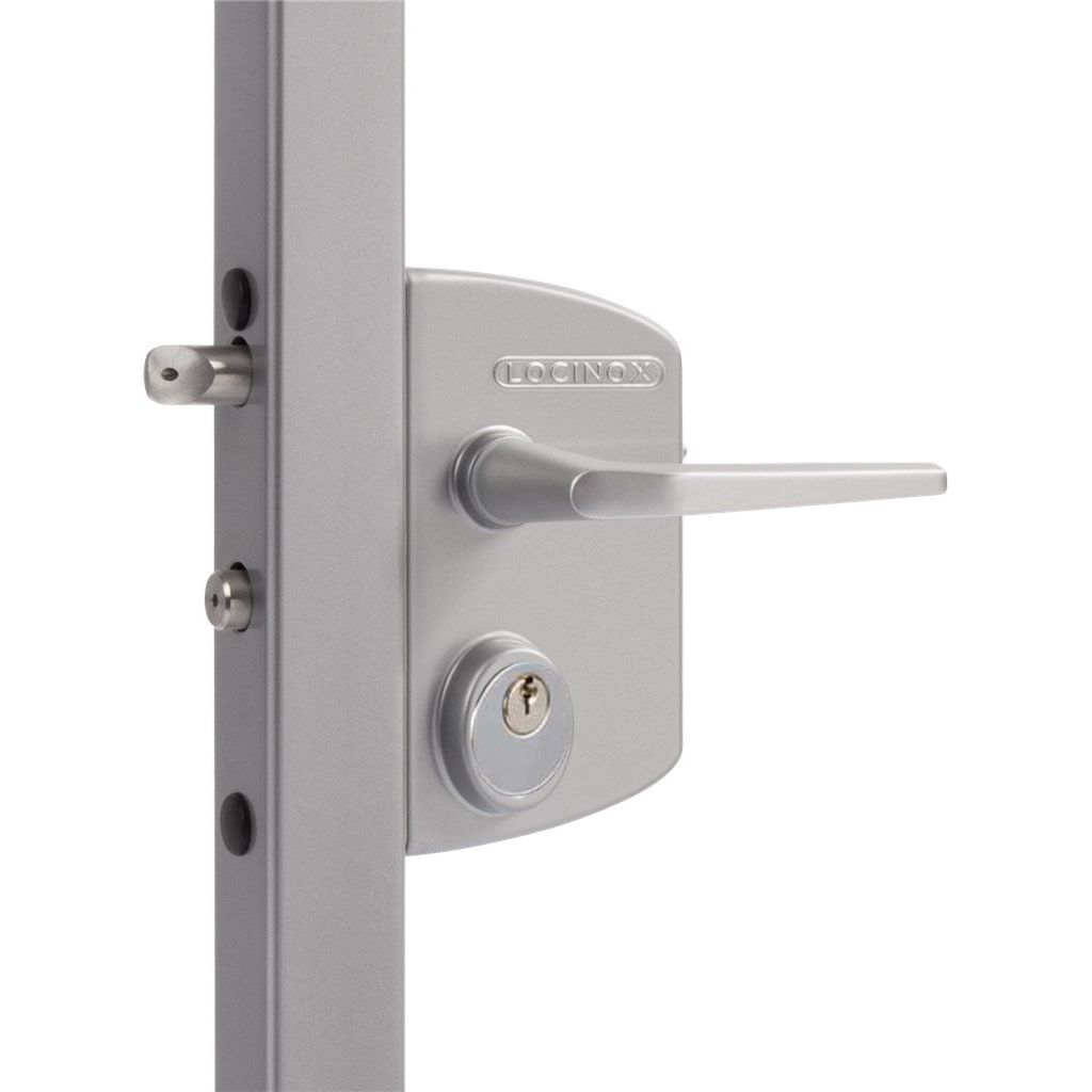 Locinox Luky Gate Lock with Mortise Cylinder, Silver Straight Handle