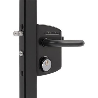 Locinox Luky Gate Lock with Mortise Cylinder, Black Tube Handle
