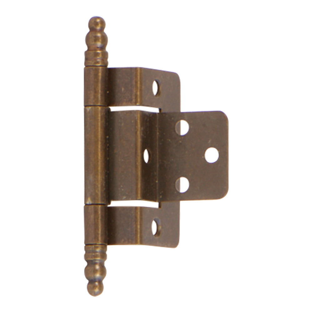 3/8" Partial Inset Finial Hinge, Antique Brass