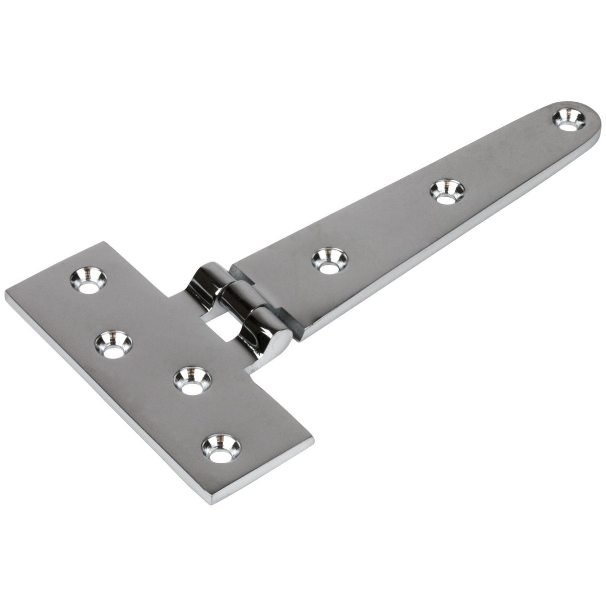 6" Solid Brass Tee Hinge, Polished Chrome